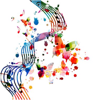 Müzik notları vektör illüstrasyon tasarımı ile müzik arka plan. Sanatsal müzik festivali poster, olaylar, parti Flyer, müzik notları işaretler ve semboller