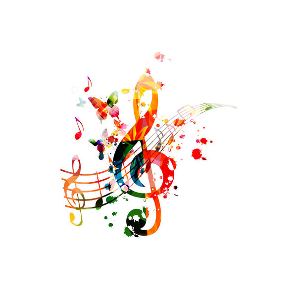 Colorful abstract treble clef isolated on white background