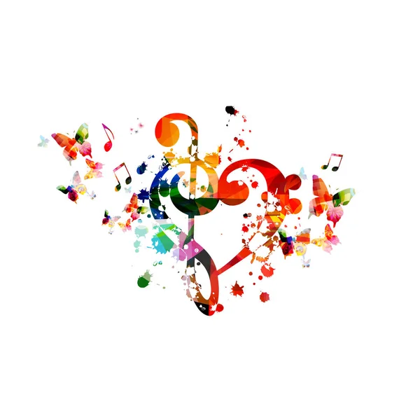 Illustration Vectorielle Isolée Clef Forme Coeur Fond Musical Coloré Avec — Image vectorielle