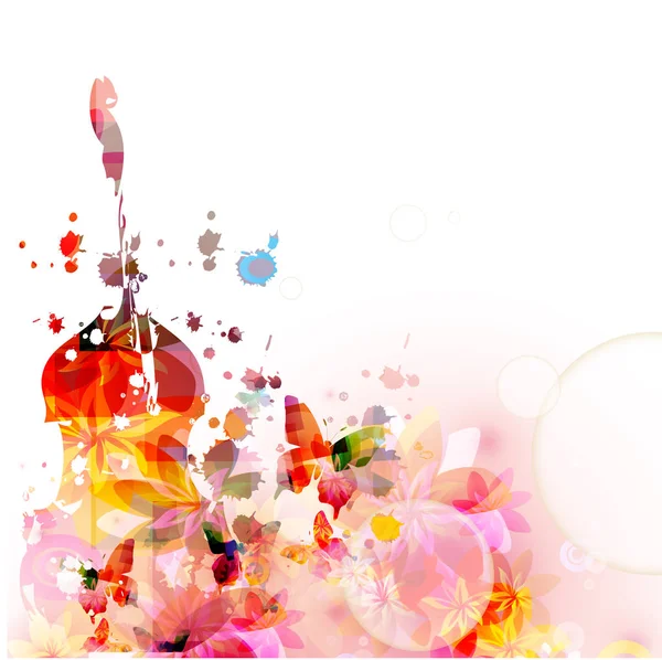 Violoncelle Coloré Avec Motif Illustration Vectorielle Isolé Aux Papillons Musique — Image vectorielle