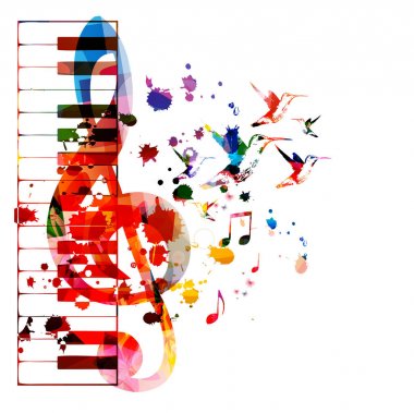 Müzik notaları izole vektör illüstrasyon tasarımı ile renkli arka plan. Müzik arka planı. Müzik festivali afişi, canlı konser etkinlikleri, parti el ilanı