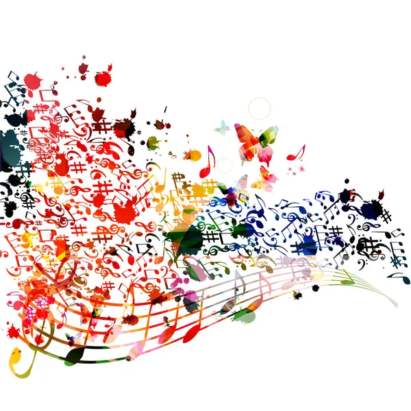 Kolorowe Tło Nutami Muzycznymi Białym Tle Ilustracji Tło Muzyczne Plakat — Wektor stockowy