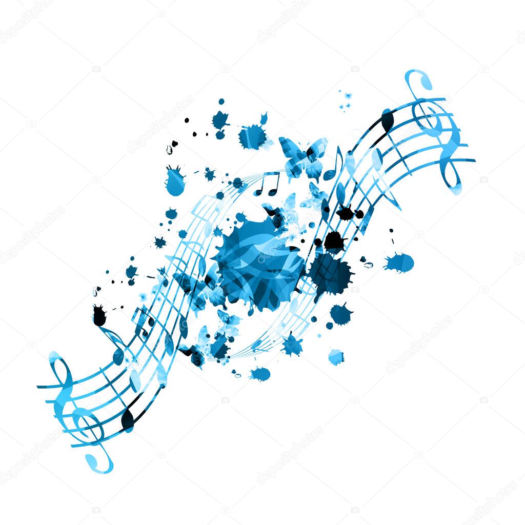 Colorful background with music notes isolated vector illustration design. Music background. Music festival poster, live concert events, party flyer