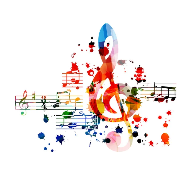 Fundo Musical Com Notas Musicais Coloridas Design Ilustração Vetorial Cartaz — Vetor de Stock