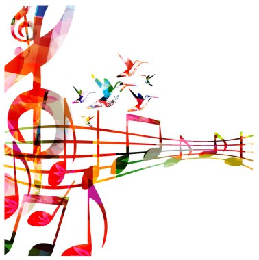 müzik arka plan parlak renkli vektör illüstrasyon, Sinekkuşları