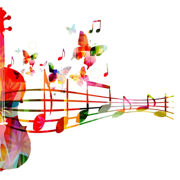 Bright Colorful Vector Illustration Violin Butterflies — Stock Vector