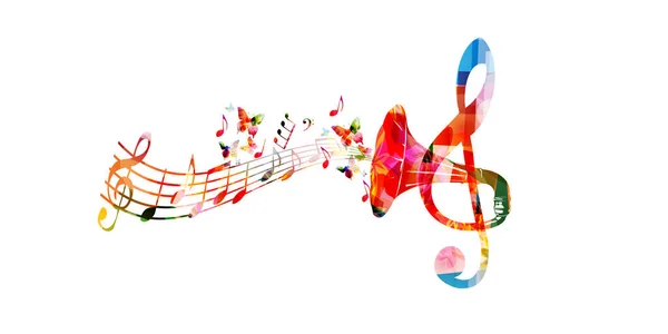 Fondo Musical Con Colorida Clave Agudos Trompeta Diseño Ilustración Vectorial — Vector de stock