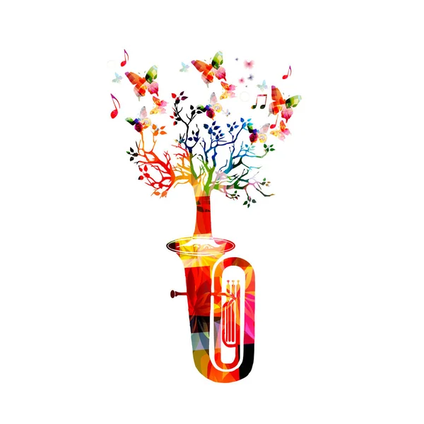 Musik Hintergrund Mit Buntem Violinschlüssel Und Trompete Vektor Illustration Design — Stockvektor