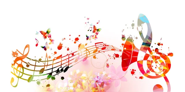 Renkli tiz clef ve trompet, vektör illüstrasyon tasarımı ile müzik arka plan. Sanatsal müzik festivali poster, canlı konser etkinlikleri, parti Flyer, müzik notları işaretler ve semboller