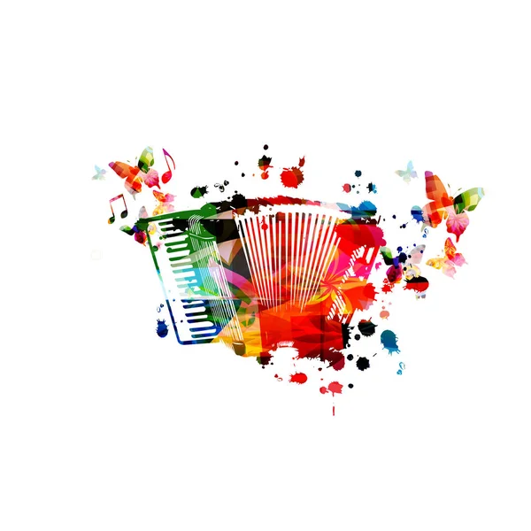 Colorful Accordion Music Notes Isolated Vector Illustration Design Music Background — Stock Vector