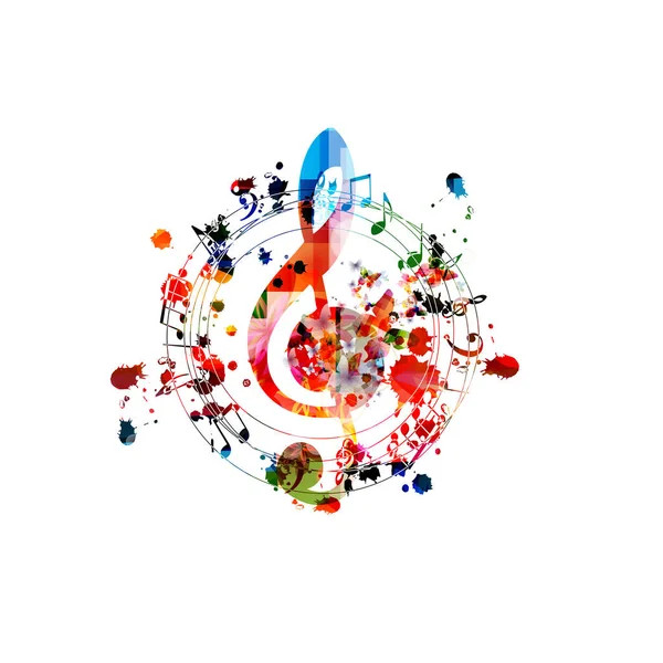 Fondo Musical Con Colorido Clef Notas Música Diseño Ilustración Vectorial — Archivo Imágenes Vectoriales