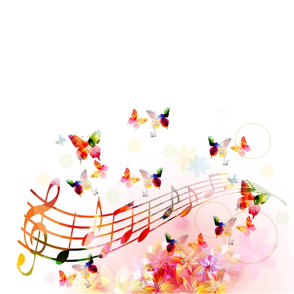Музыкальный Фон Цветным Ключом Векторным Рисунком Нот Плакат Фестиваля Артистической — стоковый вектор
