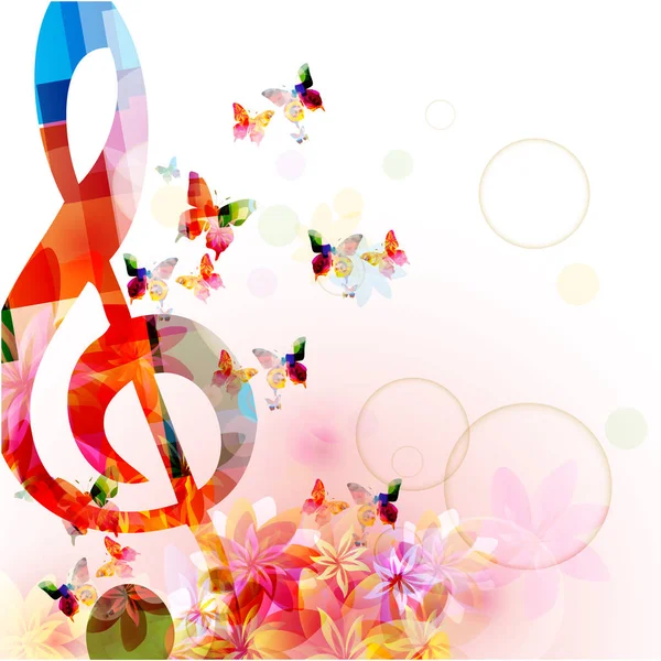Музыкальный Фон Цветным Ключом Векторным Рисунком Нот Плакат Фестиваля Артистической — стоковый вектор