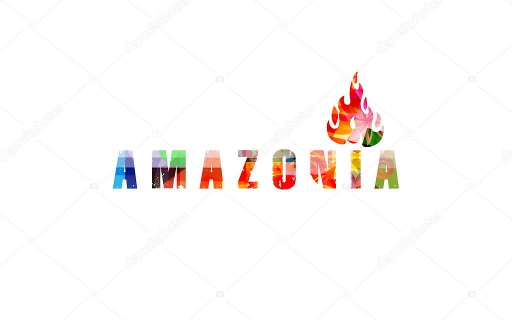 Amazonia banner. Heavy fires ravaging Amazonia.