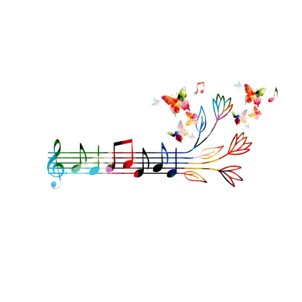 Sfondo Musicale Con Note Musicali Colorate Disegno Vettoriale Illustrazione Manifesto — Vettoriale Stock