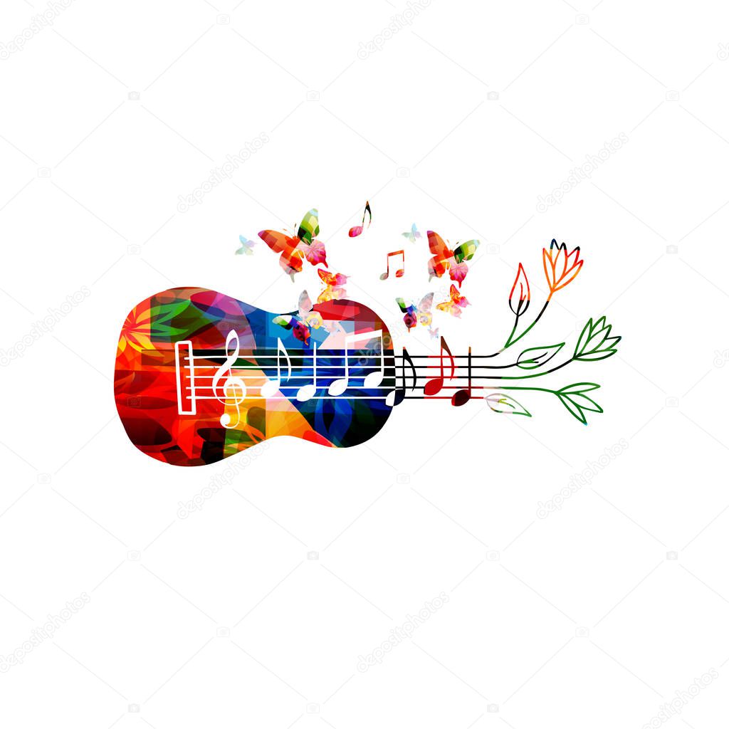 Colorful violoncello with butterflies isolated vector illustration design. Music background. Music instrument poster with butterflies, music festival poster, live concert events, party flyer 