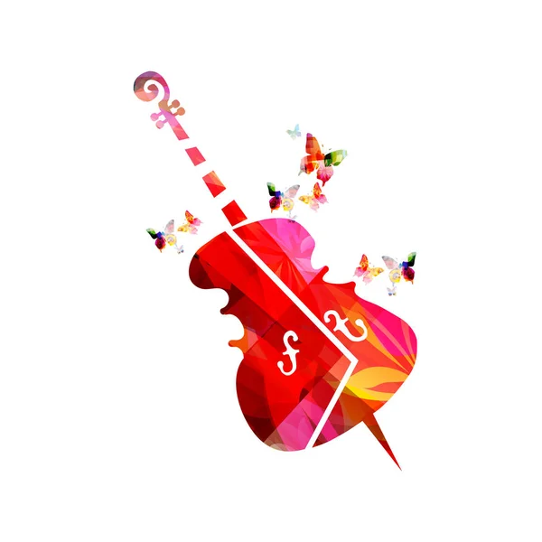 Festival Musicale Poster Colorato Con Violoncello Farfalle — Vettoriale Stock