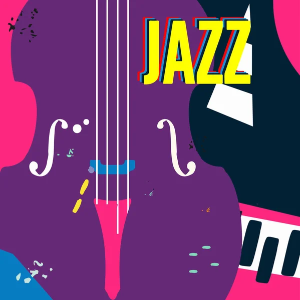 Festival Música Jazz Cartel Colorido Con Violonchelo Musical — Vector de stock