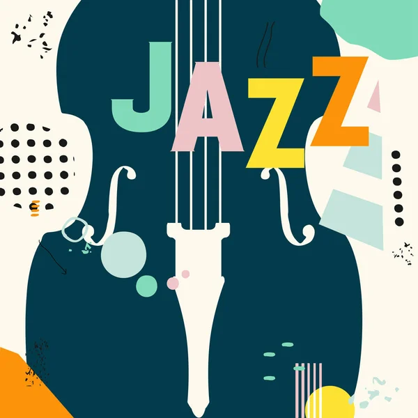 Jazz Muziekfestival Kleurrijke Poster Met Muziek Cello — Stockvector