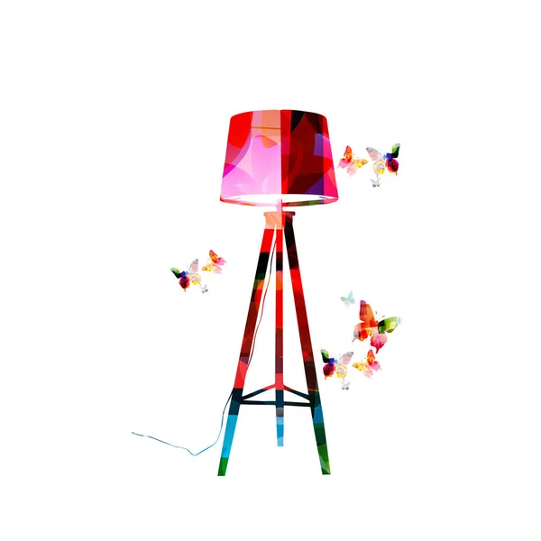 Lampe Colorée Avec Des Papillons Isolés Sur Blanc — Image vectorielle