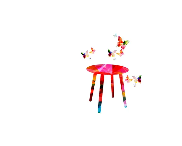 Цветной Стол Бабочками Изолированными Белом — стоковый вектор