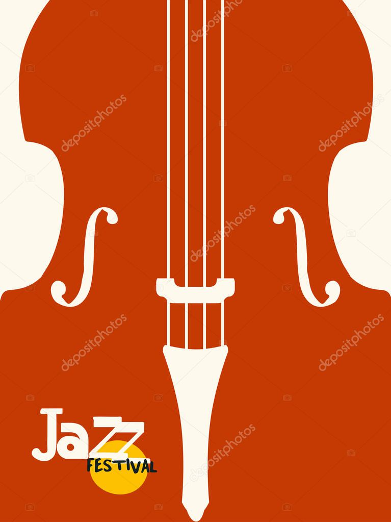 Jazz music festival colorful poster with music cello