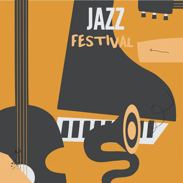 Kleurrijke Kaart Met Getekend Doodle Cartoon Stijl Muzikale Apparatuur Jazz — Stockvector
