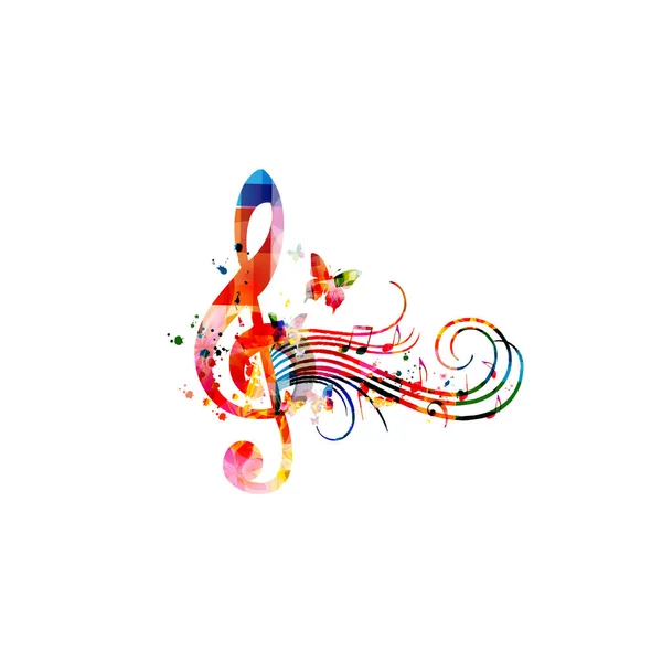 Cartel Promocional Música Colorida Con Notas Musicales Ilustración Vectorial Aislada — Vector de stock