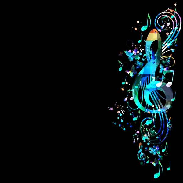 Muziekpromotieposter Met Sleutel Muzieknoten Vectorillustratie Artistieke Abstracte Achtergrond Met Muzieknoten — Stockvector