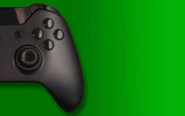 Black Game Controller Green Background — Stock Photo, Image