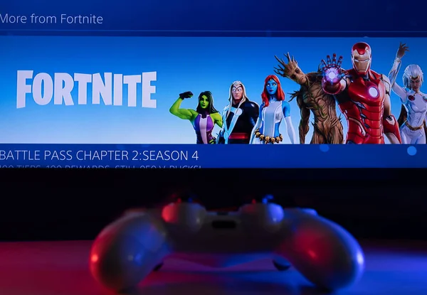 Sao Paulo Brasilien 2020 Fortnite Staffel Läuft Mit Playstation Controller — Stockfoto