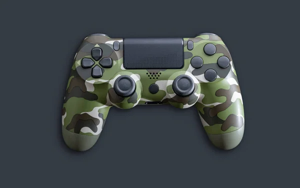 Camo Controlador Jogo Fundo Cinza — Fotografia de Stock