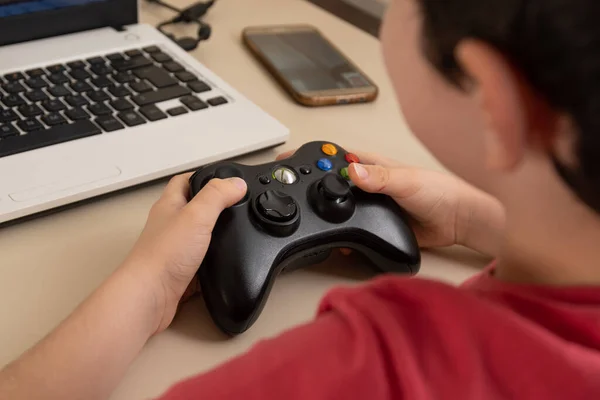 Boy Playing Game Computer Sao Paulo Brazil 2020 — Stock Photo, Image