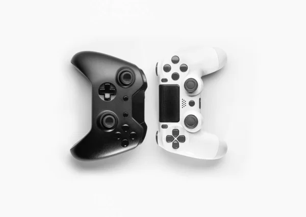 Чорно Білі Ігрові Контролери Білому Тлі — стокове фото