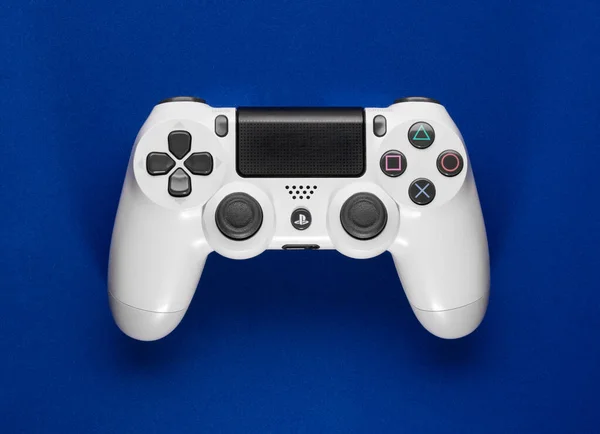 Régulateur Playstation Blanc Sur Fond Bleu Sao Paulo Brésil 2020 — Photo