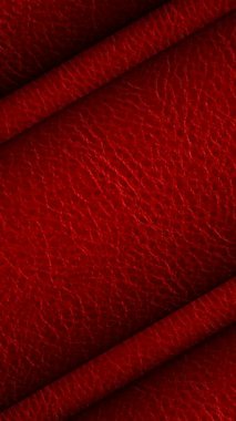 Zengin kırmızı deri, sinematik dokuma rotasyonunda yakalandı. Lüks mallar ve şık aksesuarlar için zanaatkar sanatını vurguluyor.