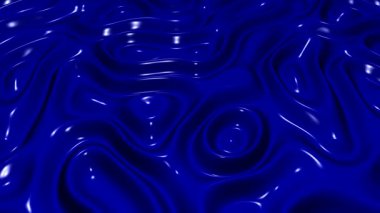 Özel bir zemin üzerinde metalik parlaklığı olan sıvı mavi plazma dalgalarının zarif döngü animasyonu, rafine prim soyut tasarım