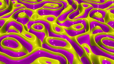 Zarif parıldayan sarı ve pembe plazma animasyonu, özel dikişsiz döngü, metalik ışıldayan gölgeler, şık soyut arkaplan tasarımı