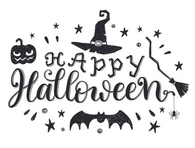 Mutlu Cadılar Bayramı ifade, kaligrafi ifade yazılı el ile vektör tebrik kartı