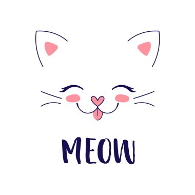 vektör mutlu sevimli kedi ile yazdırma