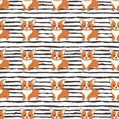 Şirin Galce corgi köpek vektör seamless modeli