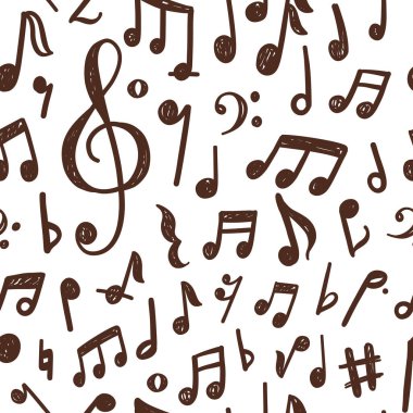 Dikişsiz desen tasarım el ile nota çizilmiş. Vektör çizim