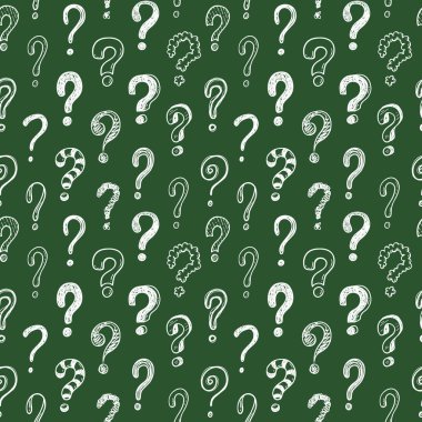 Sorunsuz vektör desenle doodle bir kara tahta arka plan üzerinde soru işaretleri
