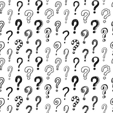 Doodle soru işaretleri ile sorunsuz vektör desen