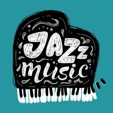 Caz müzik vektör poster tümcecik yazı el ile