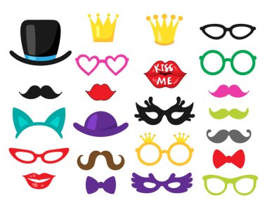 Vektör photo booth sahne - düğün, parti, Doğum günü süsleri ayarla