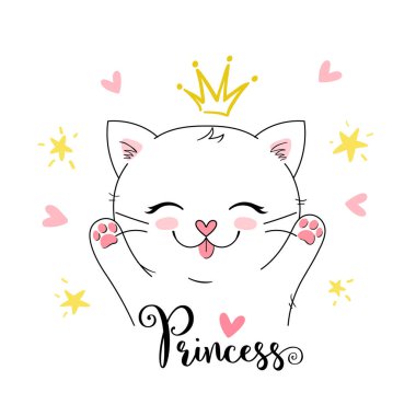 vektör mutlu sevimli kedi ile yazdırma