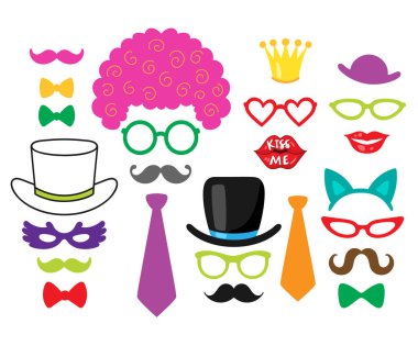 Vektör photo booth sahne - düğün, parti, Doğum günü süsleri ayarla