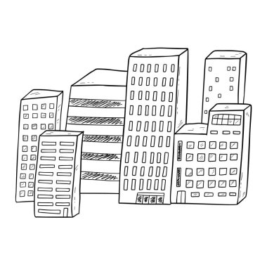 Doodle şehir manzarası. Vektör çizim