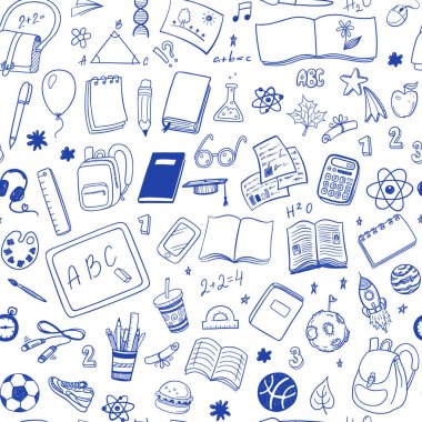 Elle çizilmiş doodle okul vektör seamless modeli